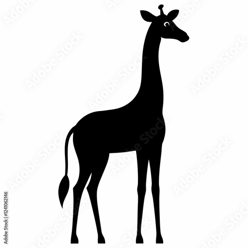 Black Giraffe Silhouette Vector Graphic