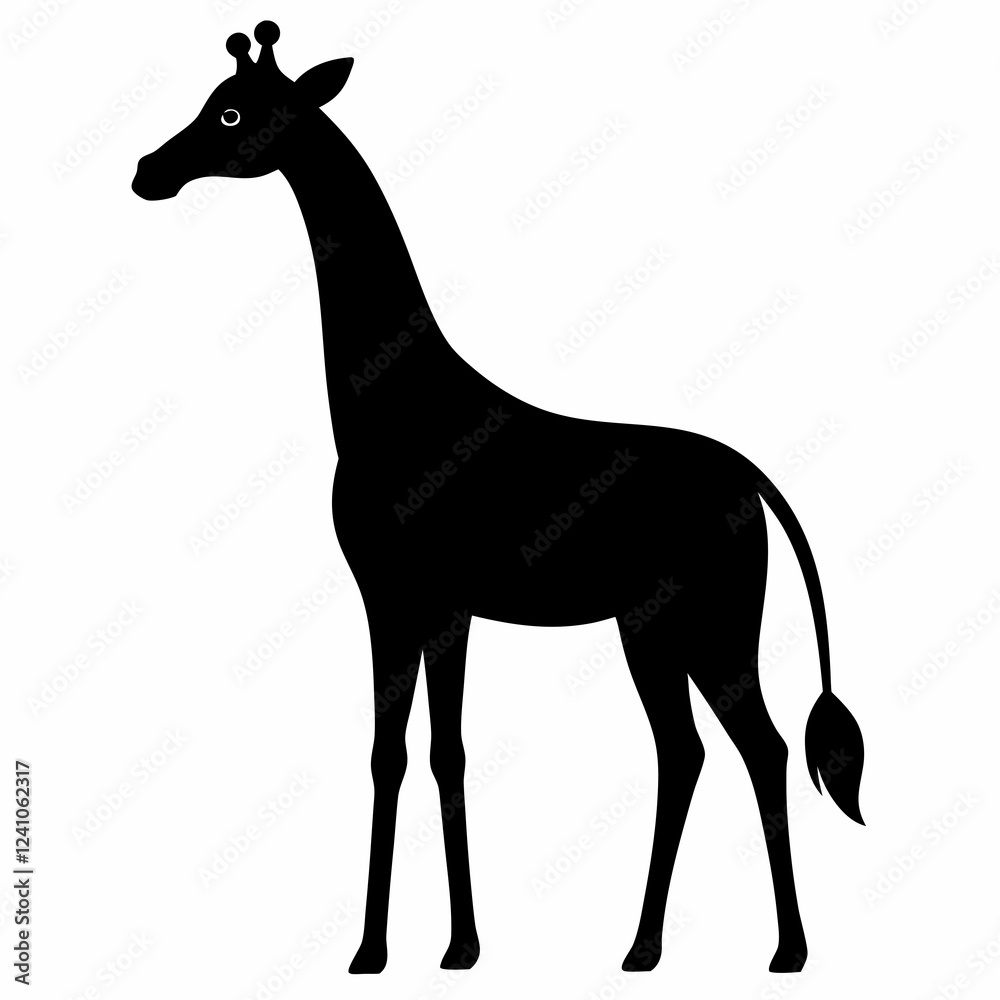 Black Giraffe Silhouette Vector Graphic Black Giraffe Silhouette Vector Graphic
