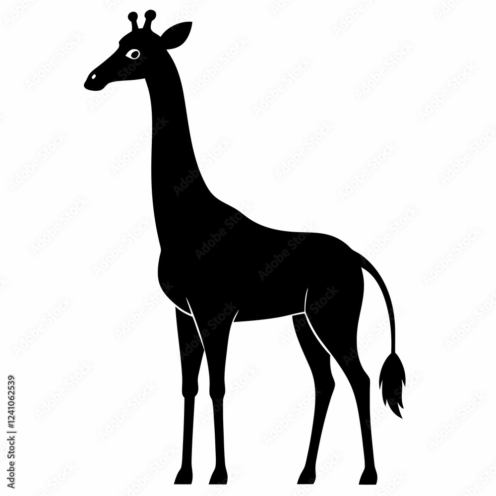 Black Giraffe Silhouette Vector Graphic Black Giraffe Silhouette Vector Graphic