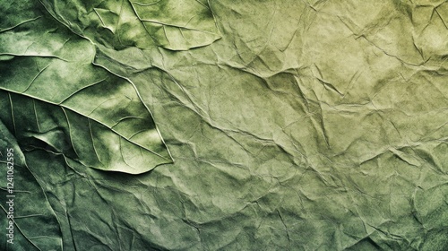 Wallpaper Mural Rustic Green Leaf Background with Crinkled Paper Texture and Vintage Effects Torontodigital.ca