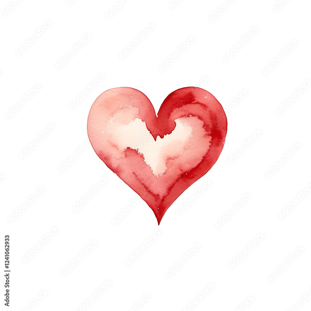 Red watercolor heart isolated illustration on a white or transparent background Red watercolor heart isolated illustration on a white or transparent background
