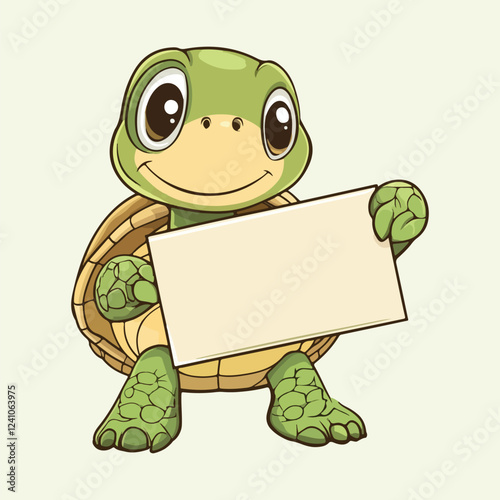 Majestic Turtle Near paper Arrowboard vector illustration