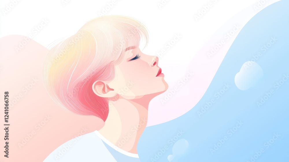 Elegant blonde man captivating portrait against tranquil blue background Elegant blonde man captivating portrait against tranquil blue background