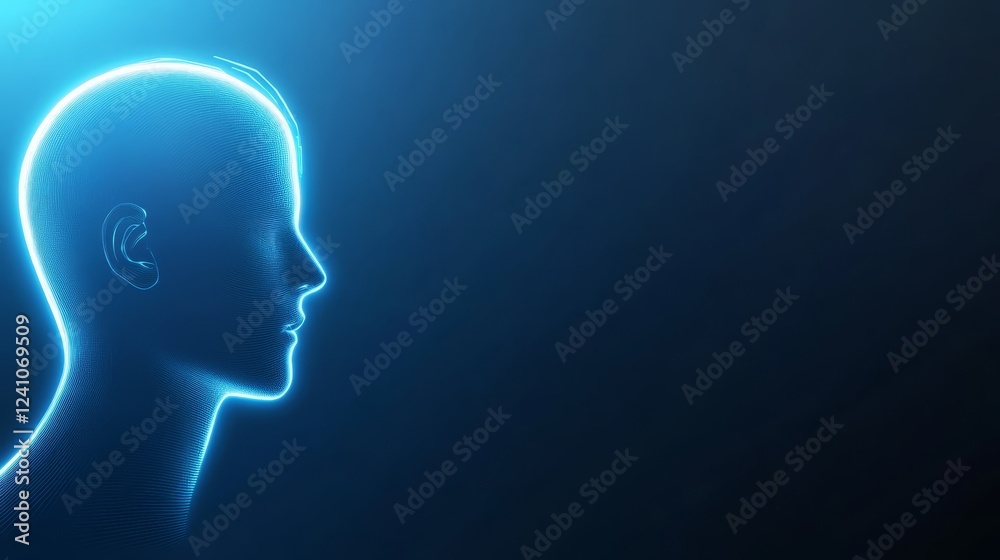 Glowing lines illuminate man face surreal portrait of energy light and connection Glowing lines illuminate man face surreal portrait of energy light and connection