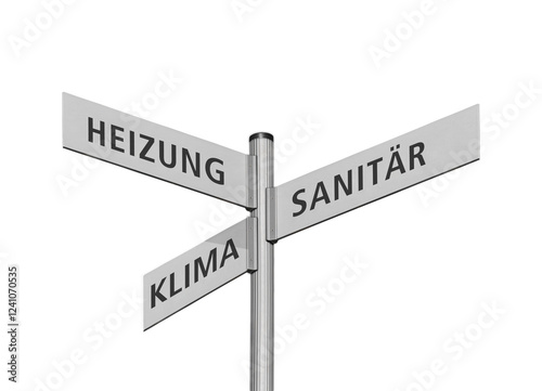 Wegweiser, Sanitär, Heizung, Klima, freigestellt als PNG-Datei photo