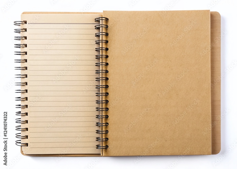 Empty Spiral Notebook with Kraft Paper Sheets - High-Resolution Stock Photo Empty Spiral Notebook with Kraft Paper Sheets - High-Resolution Stock Photo