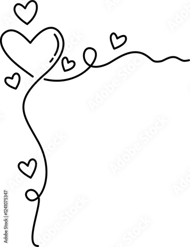 Hand-drawn heart line doodle illustration