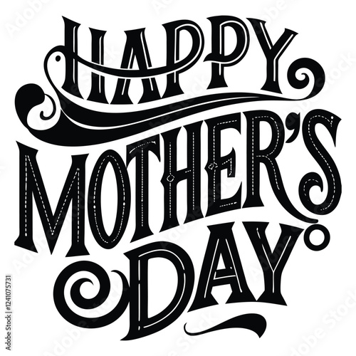 Happy mother's day typography silhouette illustration on white background