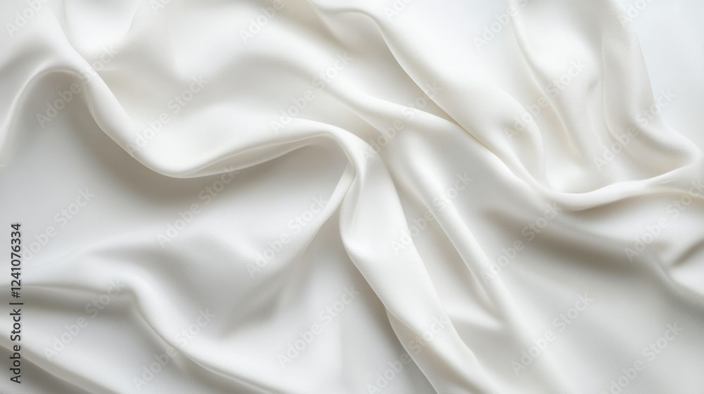 Smooth white fabric with delicate folds and subtle shadows creating a soft background texture Smooth white fabric with delicate folds and subtle shadows creating a soft background texture