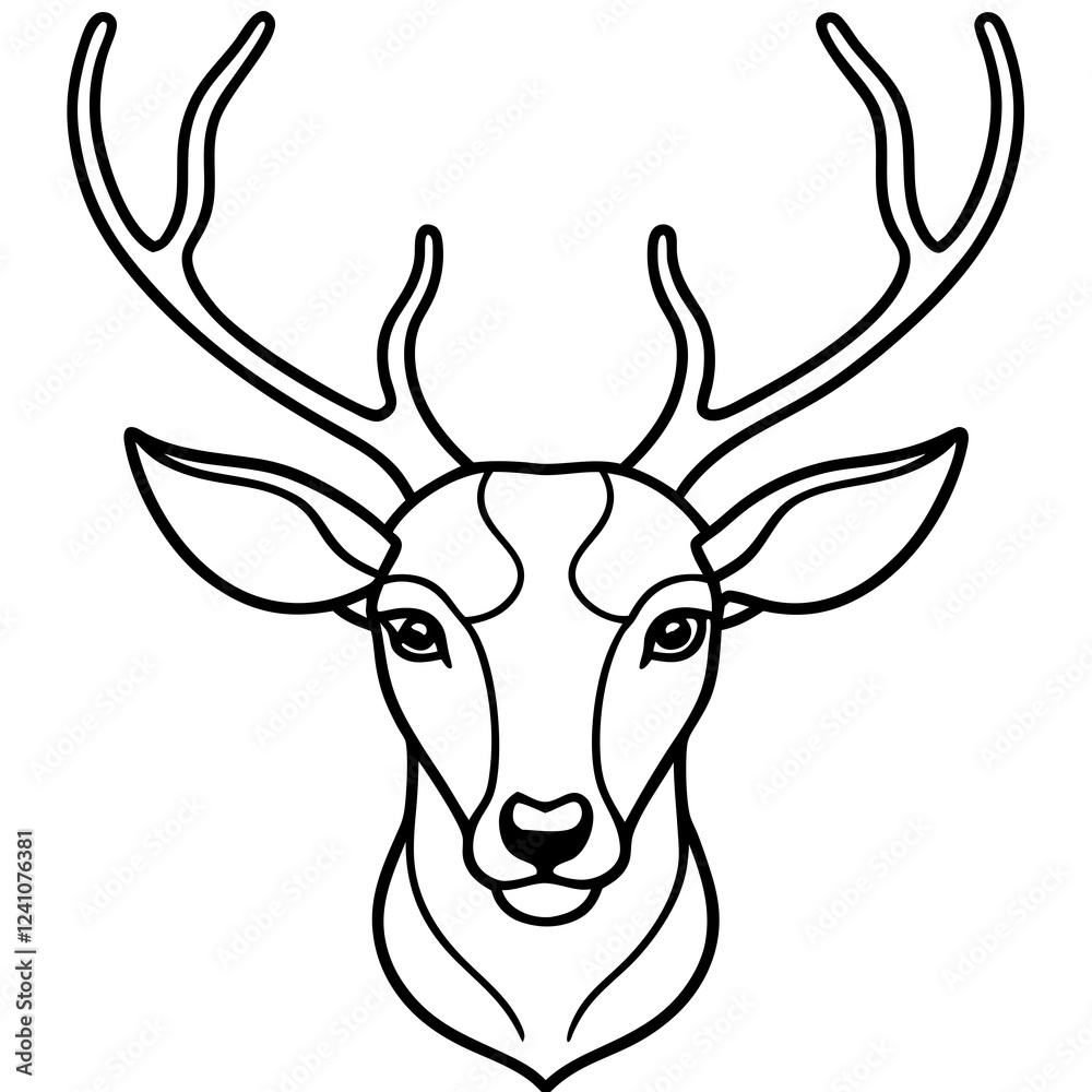 Naklejka premium Deer Silhouette Line Art Vector Design