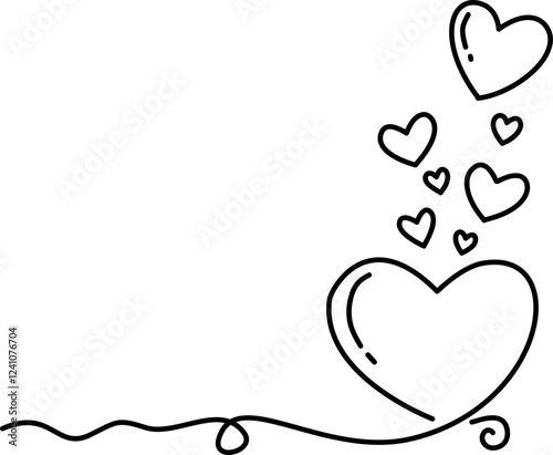 Hand-drawn heart line doodle illustration