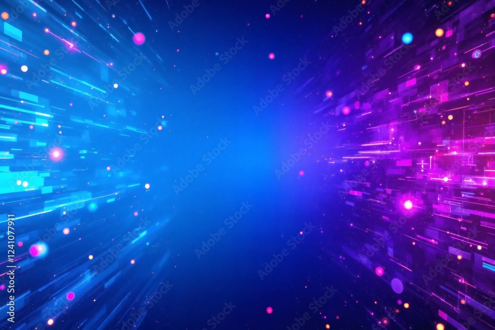 Fototapeta premium Abstract Futuristic Background Blue Purple Neon Light Rays Digital Technology