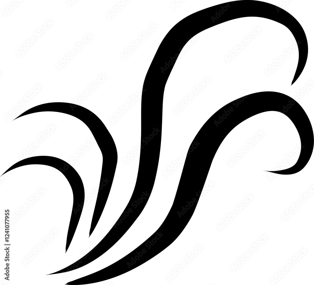 Naklejka premium Icon of wave style design. Editable stroke with various design shapes, with a hand drawn black outline style for ocean related-themes, aquatic design and surf logo
