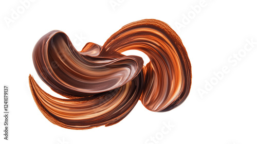  Photo of liquid chocolate strokes isolated on Transparent PNG format background. 