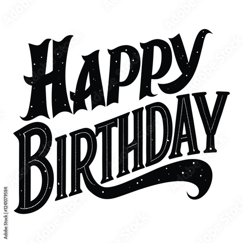 Happy birthday typography silhouette illustration on white background