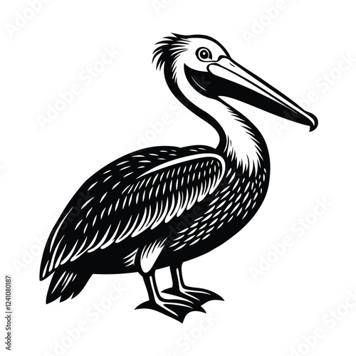 pelican on white background