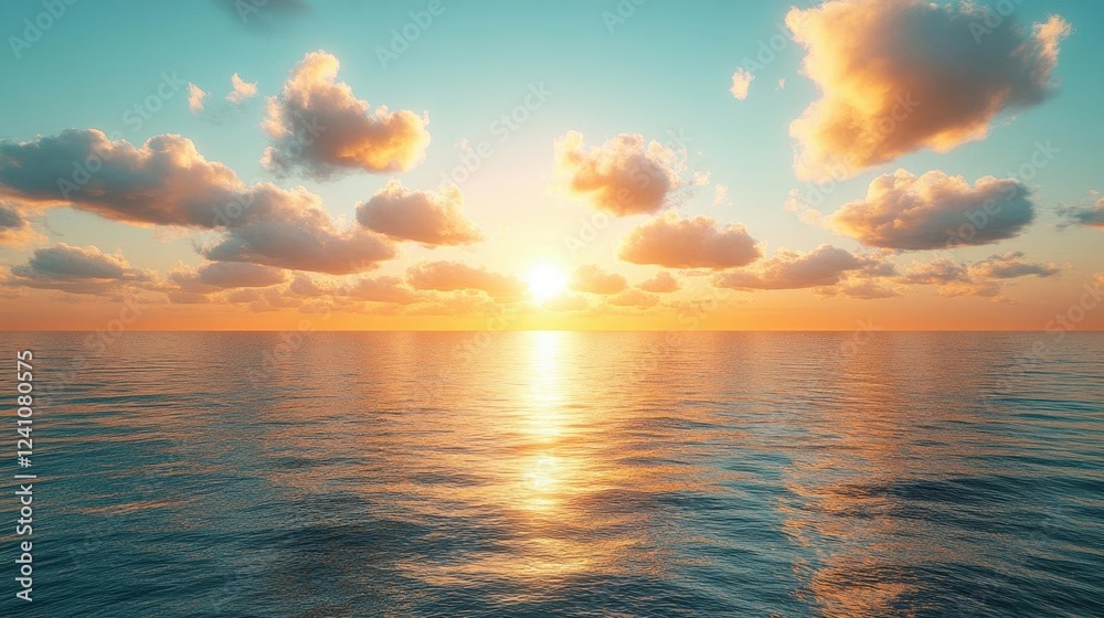 Fototapeta premium Serene Ocean Sunset with Golden Hues