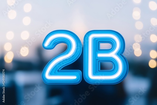 A bright blue neon sign displaying 