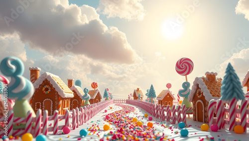 Enchanting Candyland Castle: A Whimsical Sweet Dreamscape photo