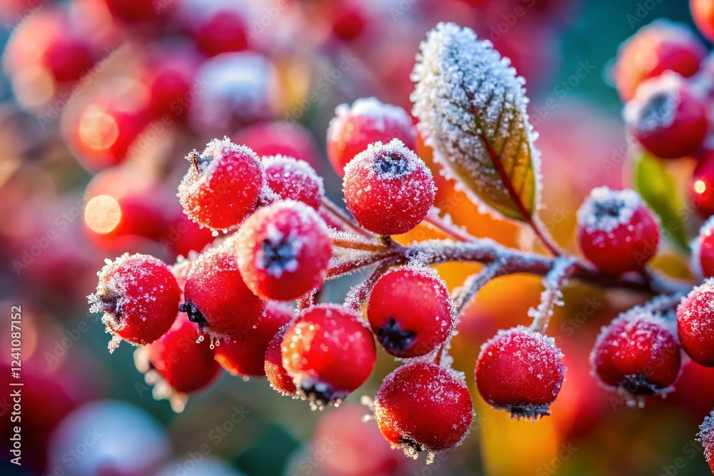 Frosted Red Winter Berries Close-Up with Soft Bokeh - Stock Photo Frosted Red Winter Berries Close-Up with Soft Bokeh - Stock Photo