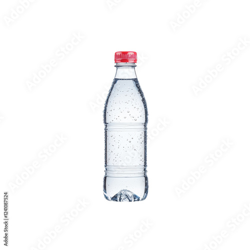Refreshing bottled water with a red cap, ideal for hydration on-the-go.