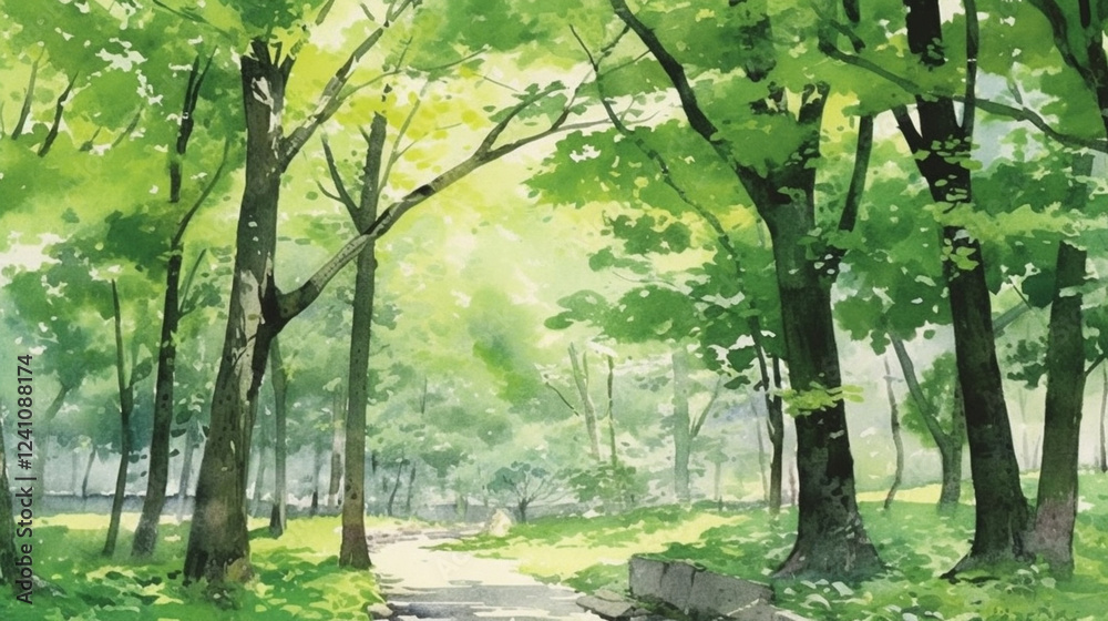 Obraz premium a walk in the park on a warm spring day