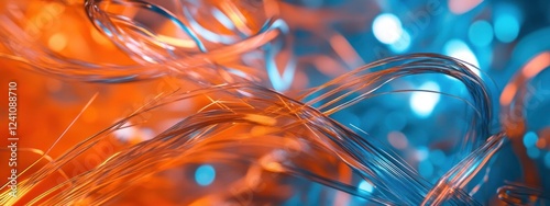 Abstract Fiber Optics: A Symphony of Orange and Teal