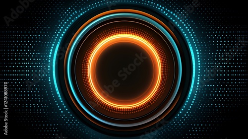 Glowing circle, tech background, digital interface