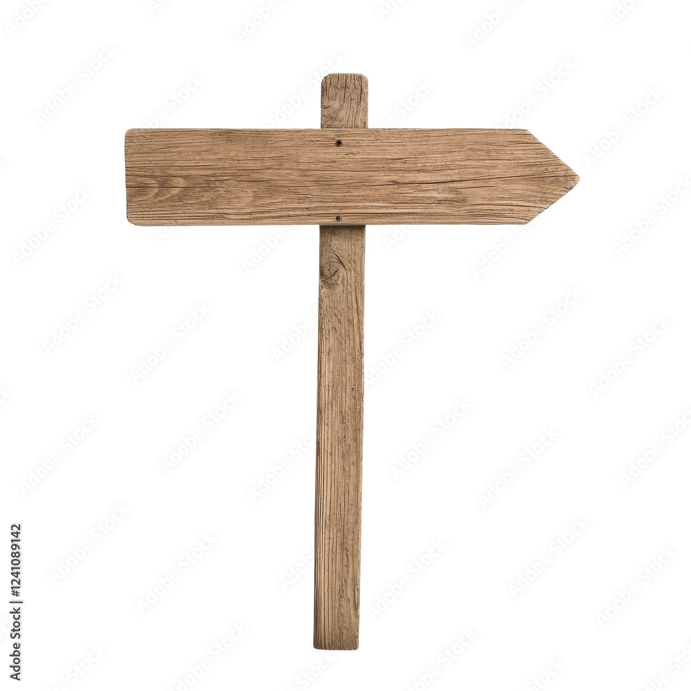 Wooden signpost with an arrow indicating direction in a scenic outdoor setting. Wooden signpost with an arrow indicating direction in a scenic outdoor setting.