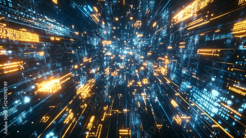 Abstract Digital Data Stream Futuristic Technology Background