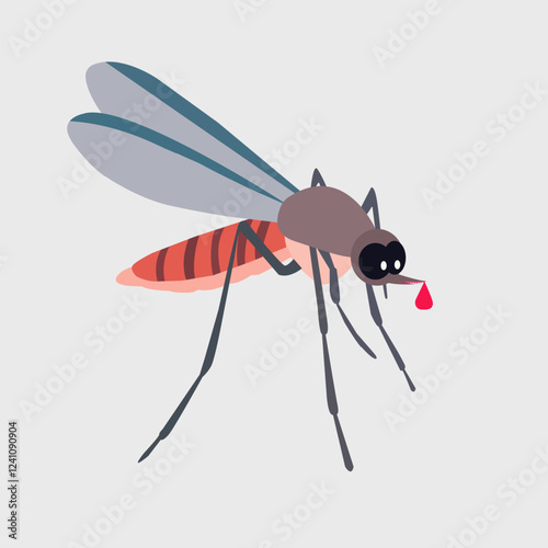 mosquito with blood on white background, vector style