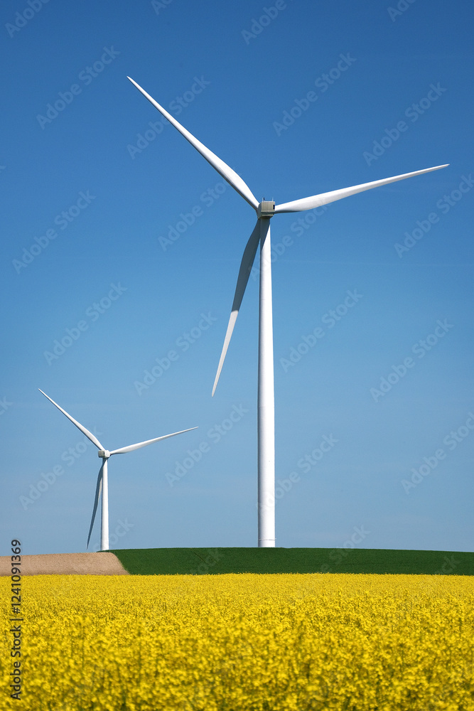 Raps und Windräder, Windpark in Frankreich Raps und Windräder, Windpark in Frankreich