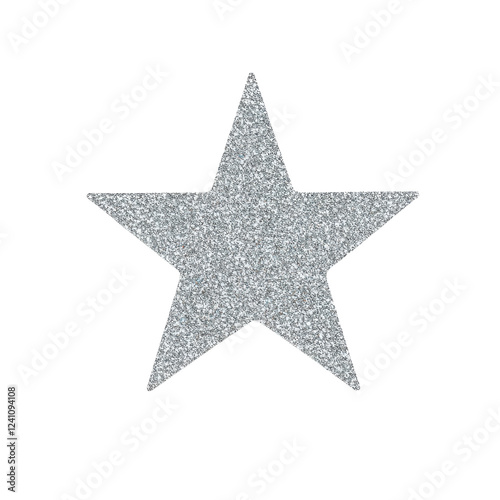 A shiny silver glitter star perfect for enhancing designs and festive decorations.