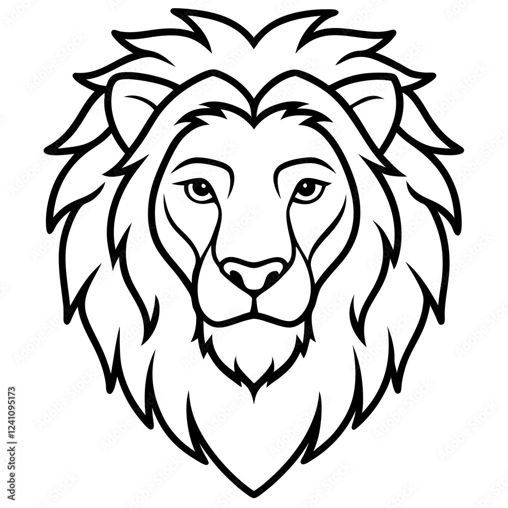 Fototapeta premium Elegant Lion Head Line Drawing Vector