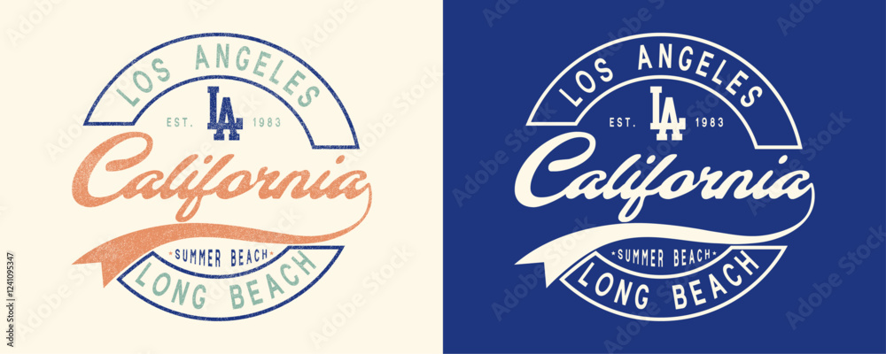 Obraz premium Los Angeles, California, Long Beach, LA, Summer Vector Graphic.