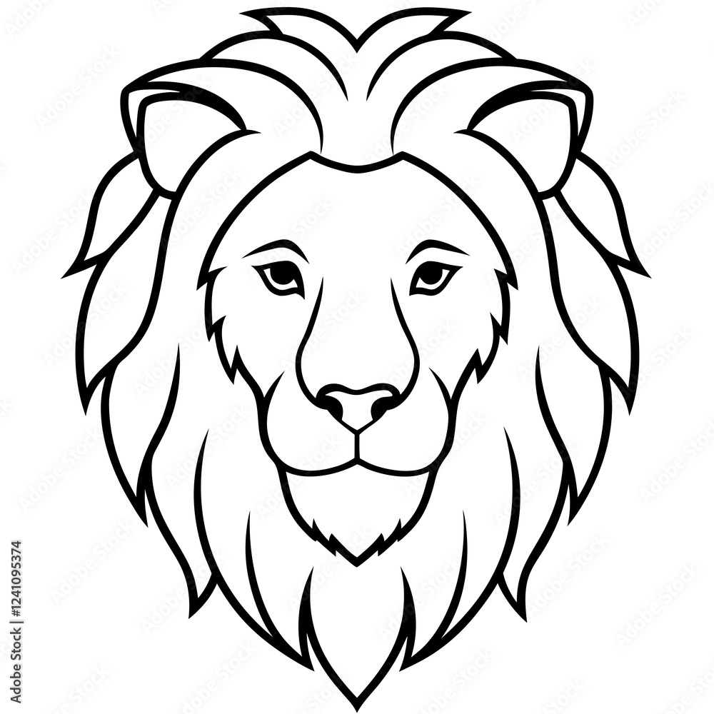Obraz premium Elegant Lion Head Line Drawing Vector