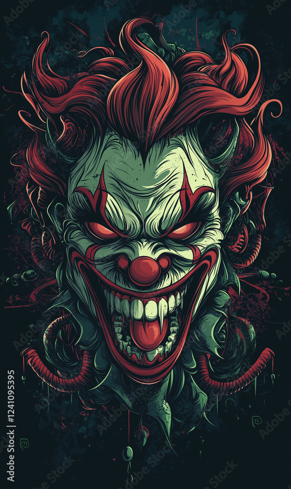 Naklejka premium joker face logo vector t-shirt print design. ai generated
