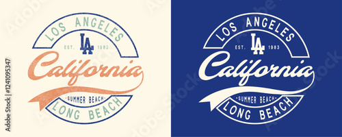 Los Angeles, California, Long Beach, LA, Summer Vector Graphic.
