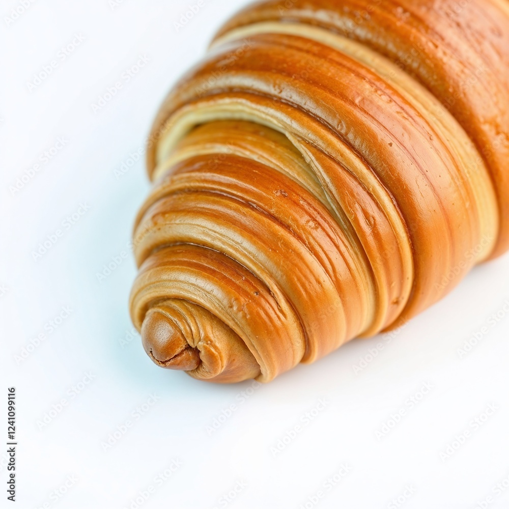Fototapeta premium Close-up of a golden croissant with crispy layers