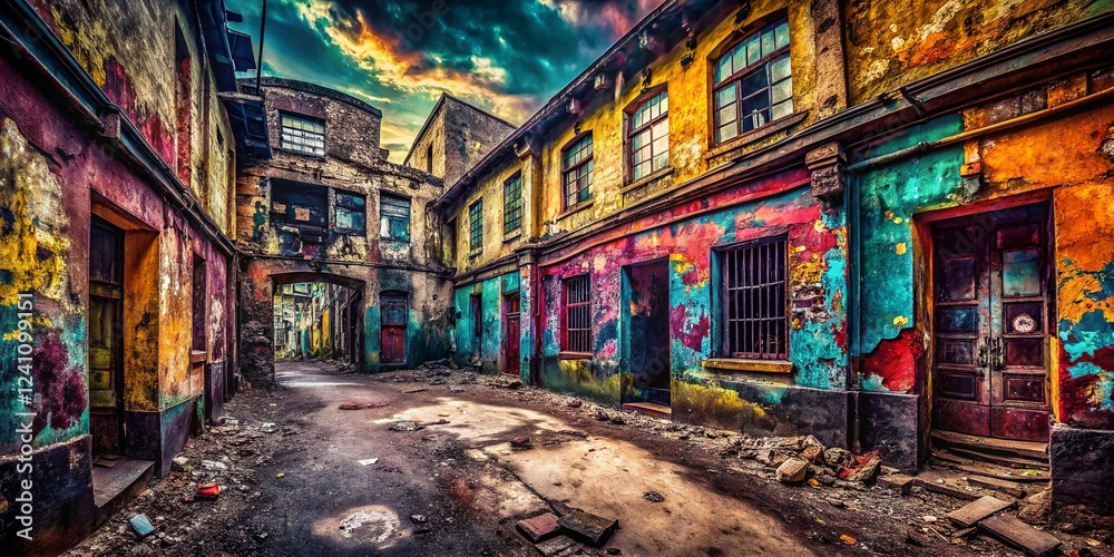 Obraz premium Grunge Dark Textures: Rebellious Edgy Panoramic Background