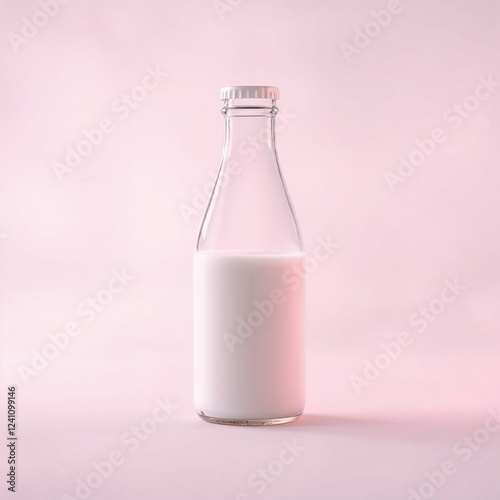 Wallpaper Mural Glass milk bottle with soft pink background Torontodigital.ca