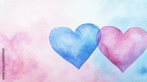 Subtle pastel watercolor gradient blending into heart silhouettes, creating a dreamy and seamless romance aesthetic