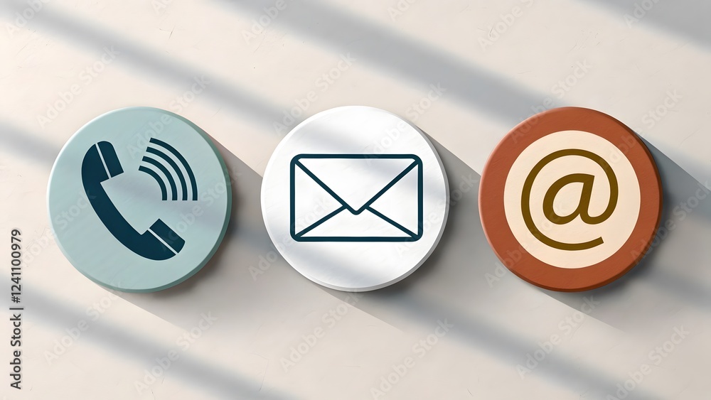 Minimalist Communication Icons Phone, Email & _@_ Symbol V8 Minimalist Communication Icons Phone, Email & _@_ Symbol V8