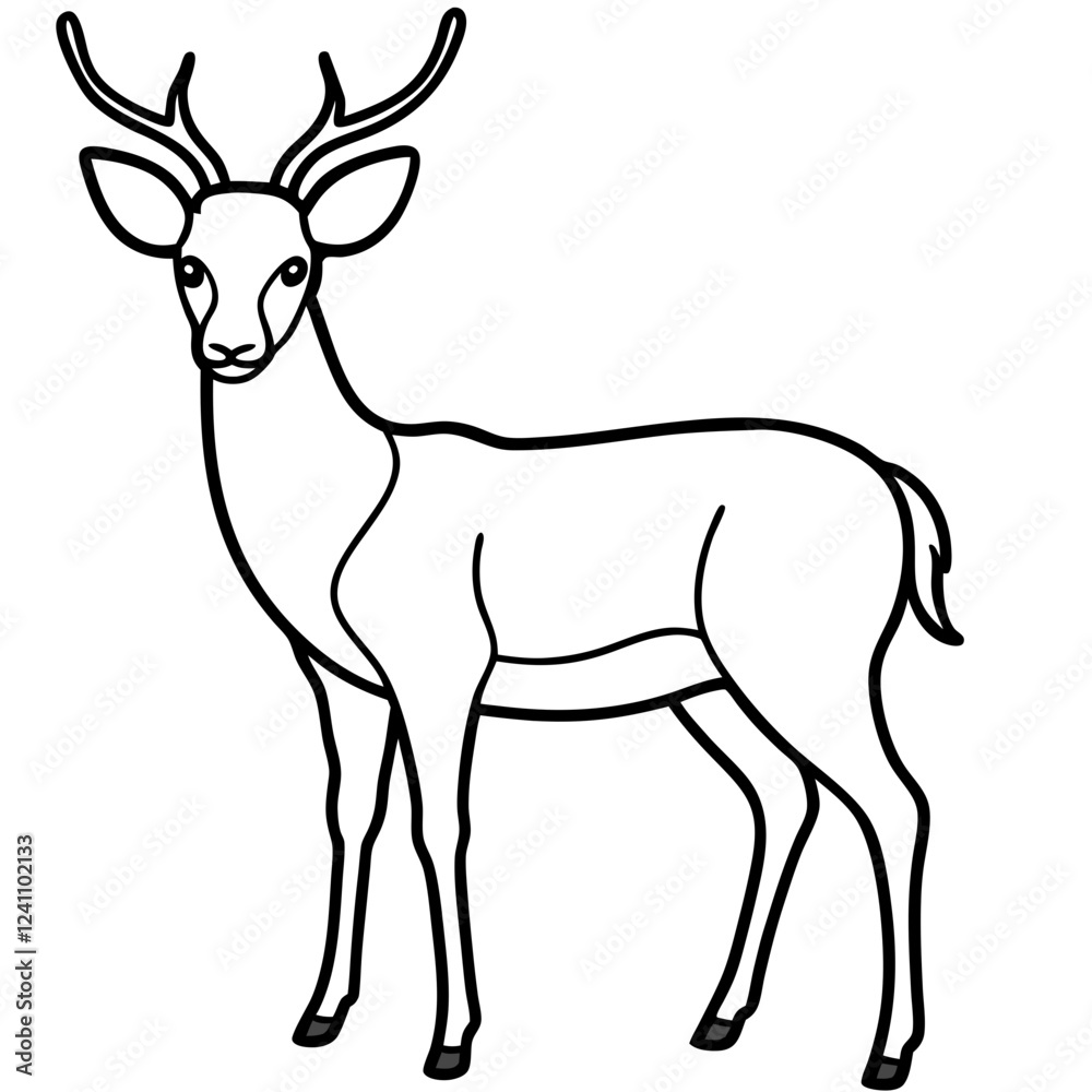 Elegant One-Line Deer Illustration Vector Elegant One-Line Deer Illustration Vector