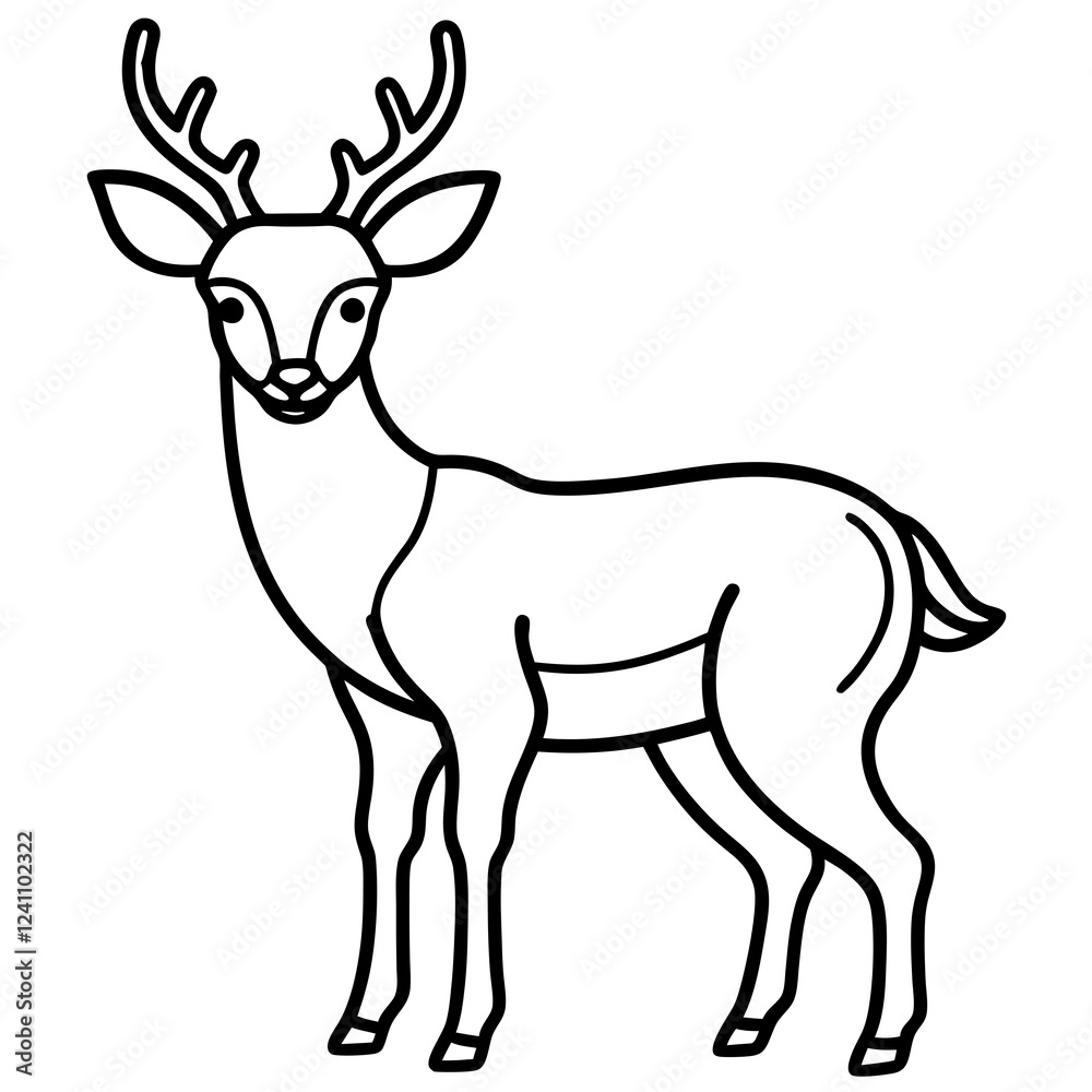Elegant One-Line Deer Illustration Vector Elegant One-Line Deer Illustration Vector