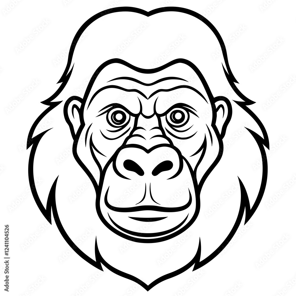 Obraz premium Gorilla Face in Single Stroke Vector Art