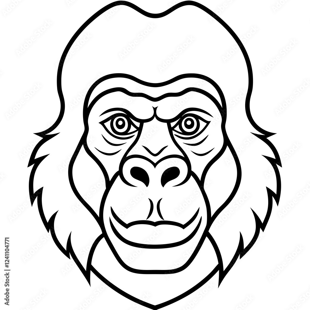 Fototapeta premium Gorilla Face in Single Stroke Vector Art