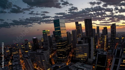 Wallpaper Mural City skyline at twilight highlights urban architecture and vibrant city lights in a bustling metropolis Torontodigital.ca