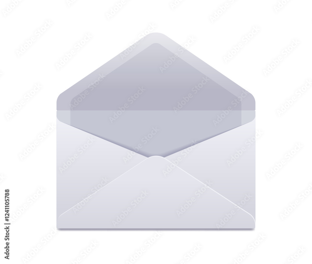 Open empty white envelope on isolated background. Vector realistic illustration Open empty white envelope on isolated background. Vector realistic illustration