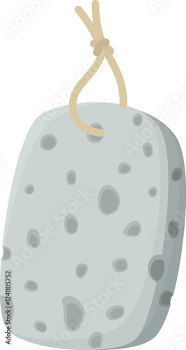 Illustration of pumice stone for feet. Gray bathroom, wellness element isolated on white